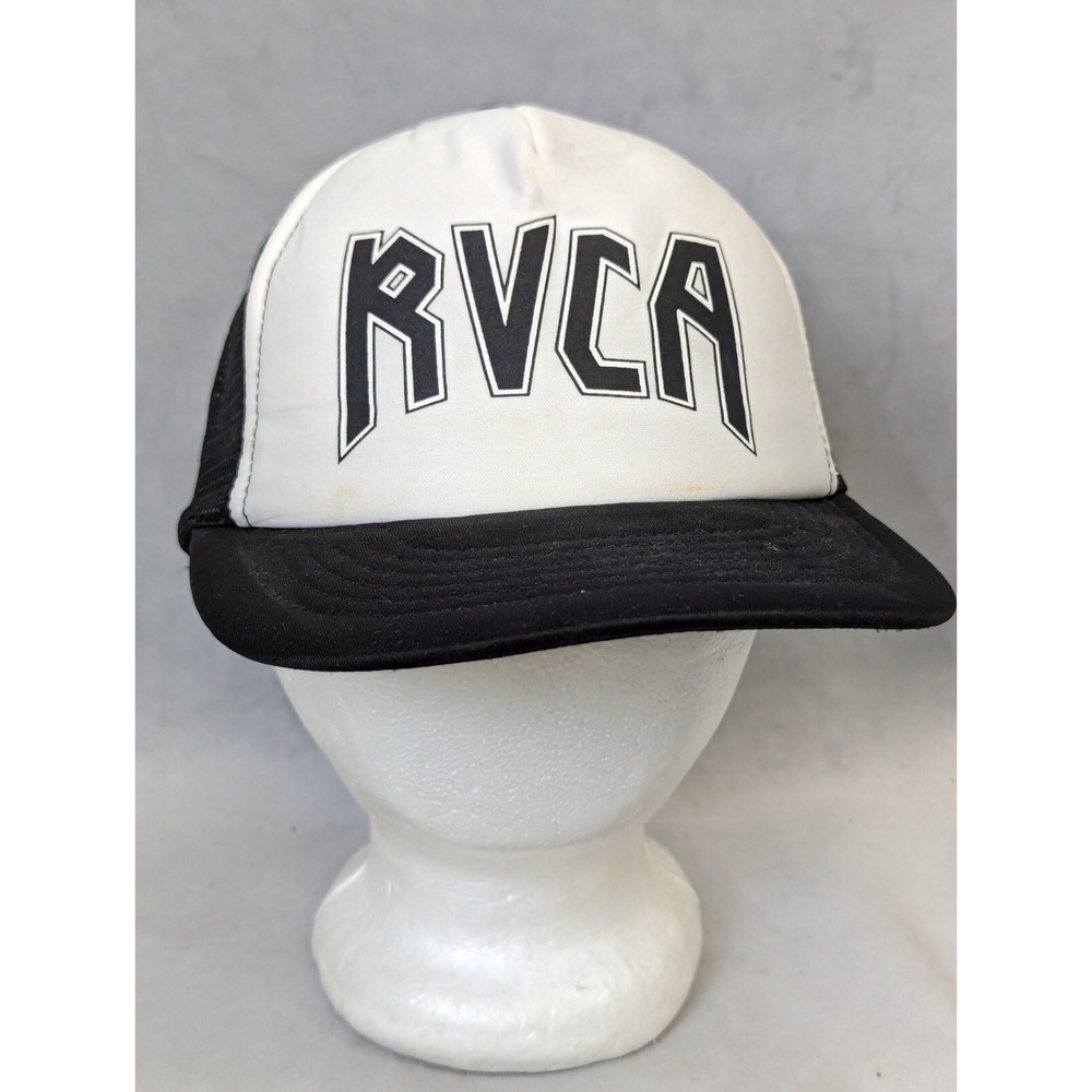 RCVA Hat Skateboards White Cap Trucker Snapback Street‎ Skater Black Logo Mesh